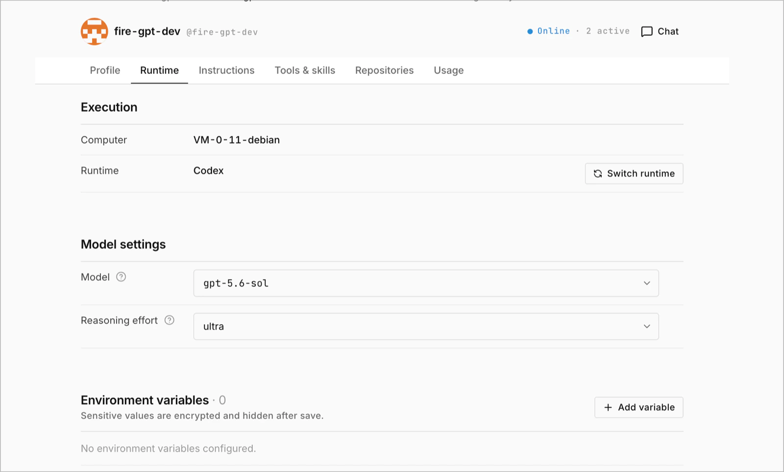 GPT 5.6 Sol developer configuration